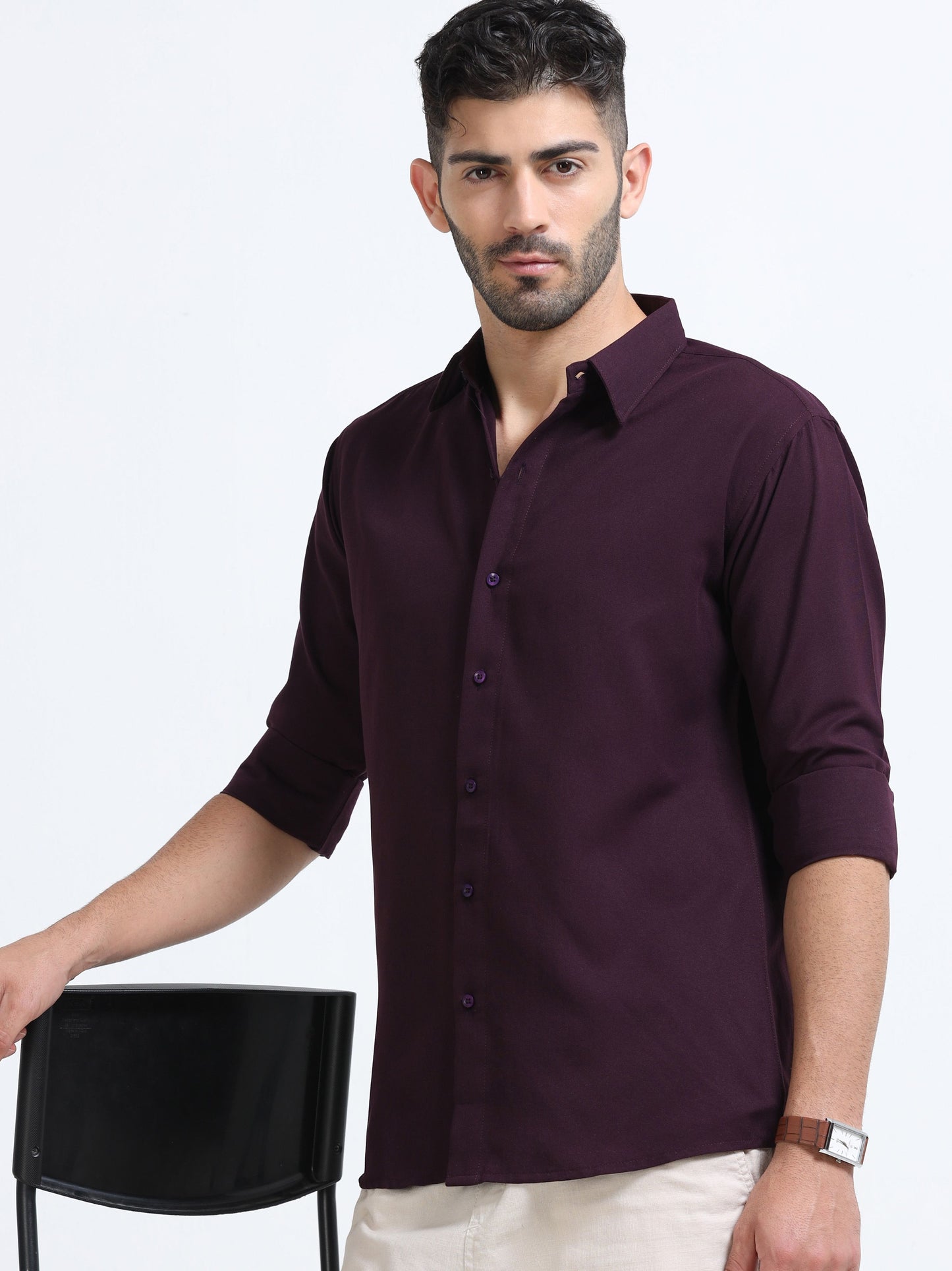 METRONAUT Men Solid Casual Brown Shirt