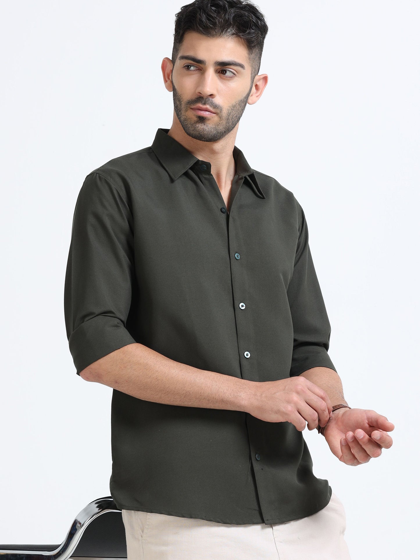 METRONAUT Men Solid Casual Brown Shirt