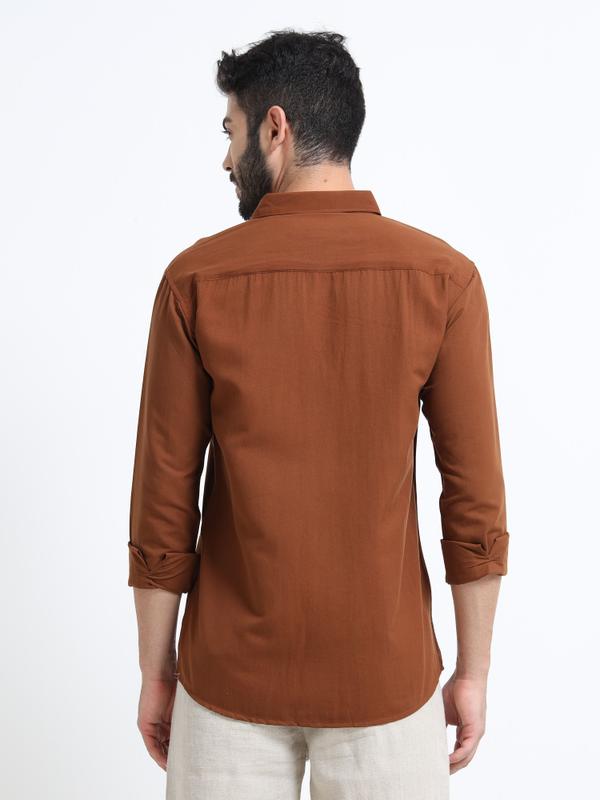 METRONAUT Men Solid Casual Brown Shirt