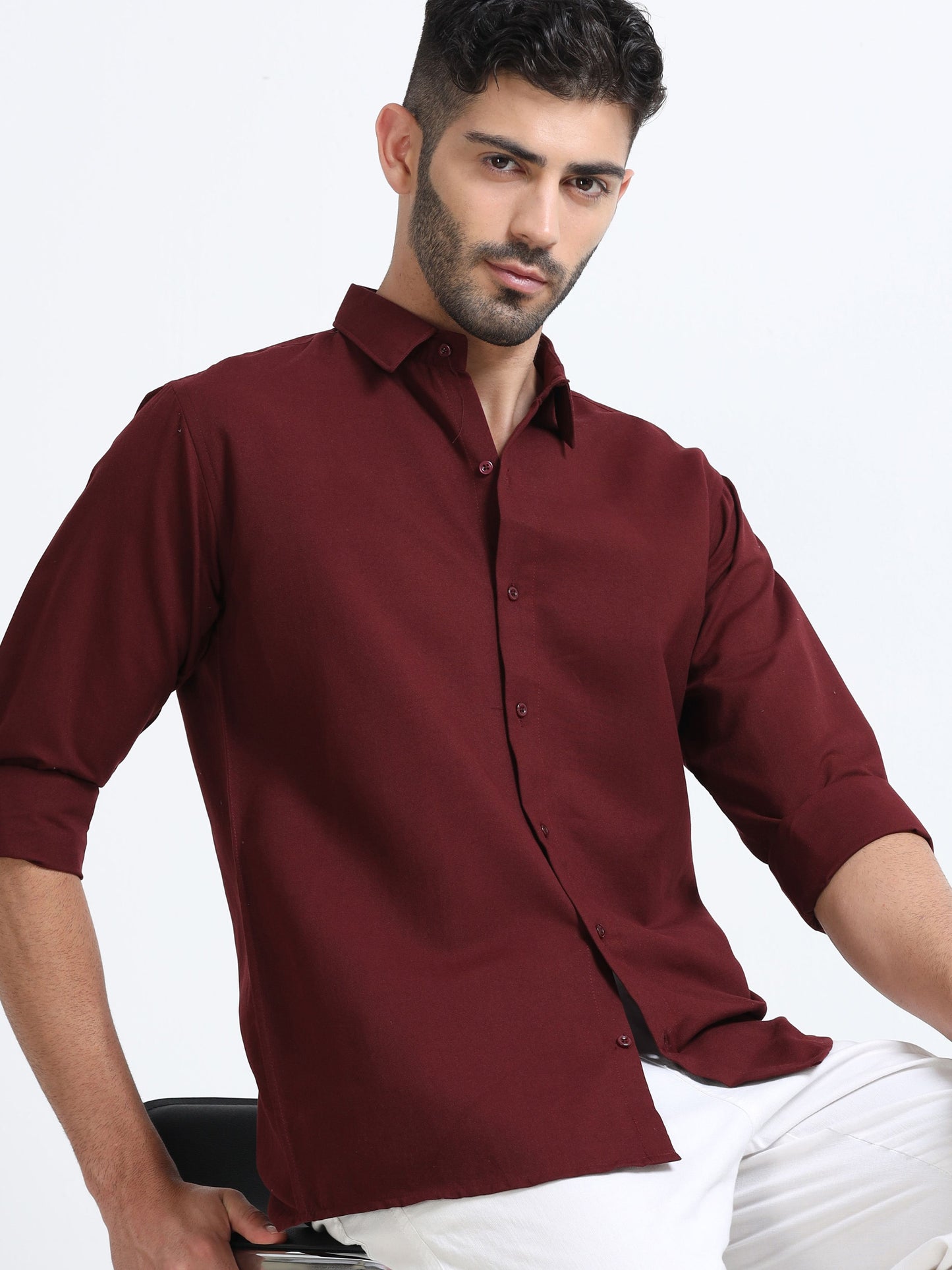 METRONAUT Men Solid Casual Brown Shirt